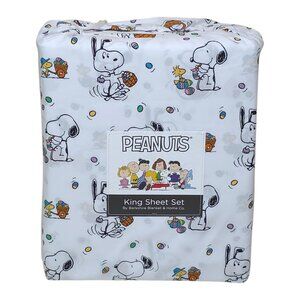 Peanuts Snoopy King Sheet Set By Berkshire Easter Spring Eggs Basket